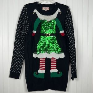 Merry Christmas POOF New York Elf Sweater Dress Size XL